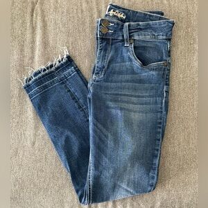 KUT from the Kloth Reese Cropped Raw Hem High Rise Straight Leg Jeans